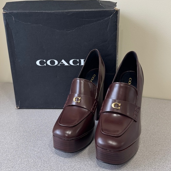 Coach Ilyse Leather Platform Loafer Heel - Picture 1 of 6